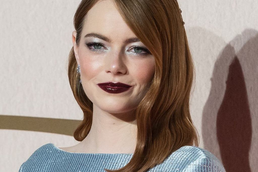 Emma Stone's Dark Lipstick and Metallic Eyeshadow Is Our Favorite Fall Beauty Look