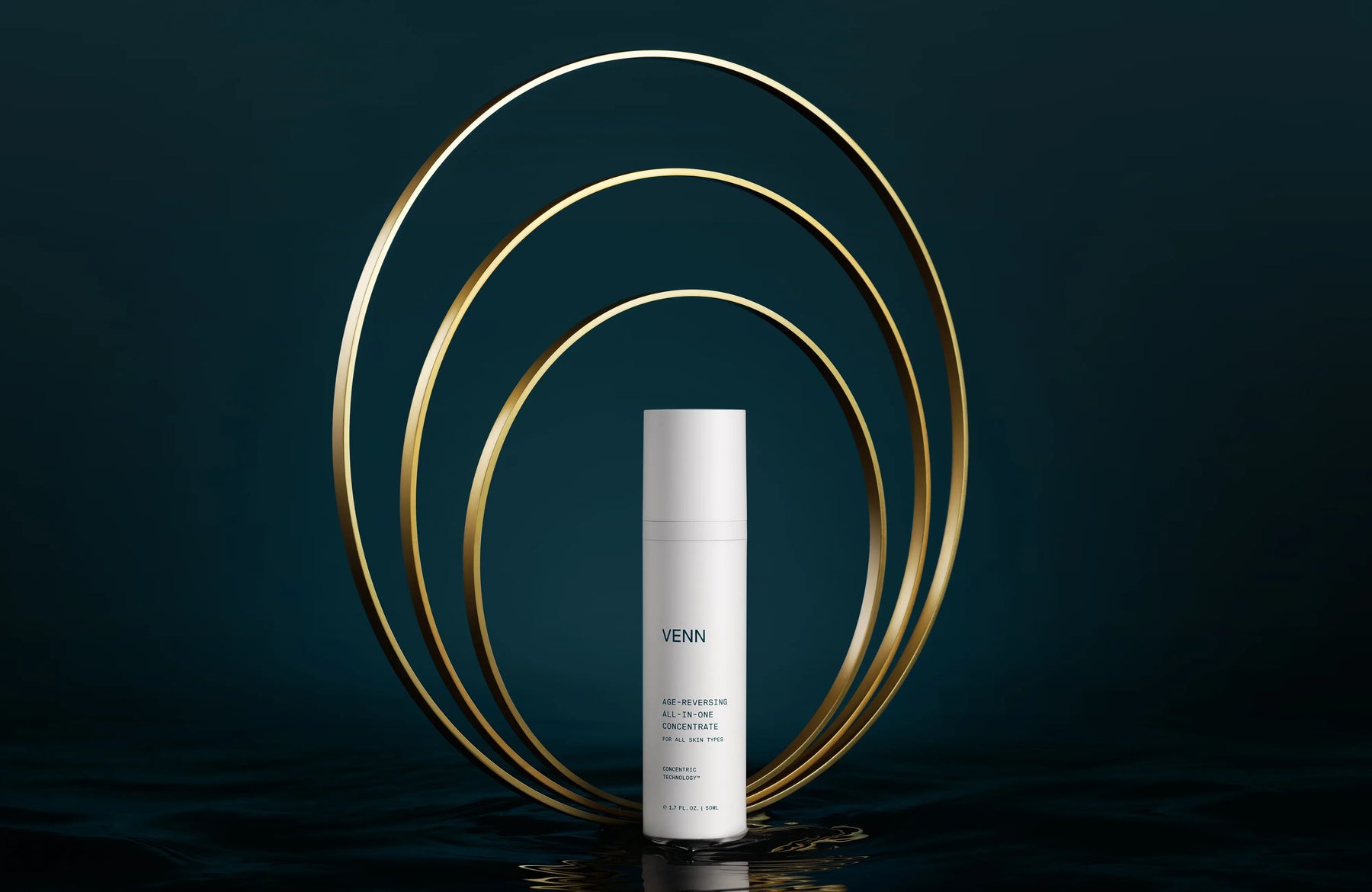 White cylindrical product with 'Vern' branding against a dark background with gold circular elements.